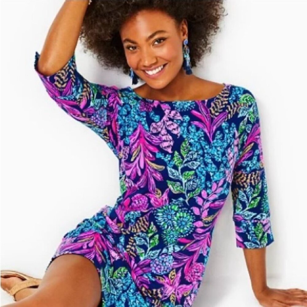 Lilly Pulitzer Braedyn Dress M ChillyLilly UPF 50+ Sun Protection Midi Vacation